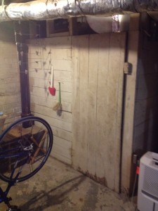 The mysterious wooden enclosure in the basement.