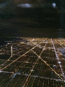 The spaces and places of Chicago, as we descended on Monday night.